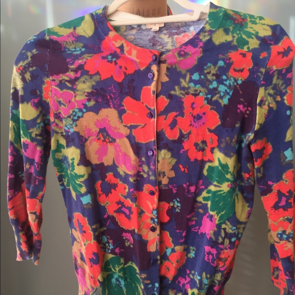 J. Crew floral 3/4 sleeve cardigan - XS